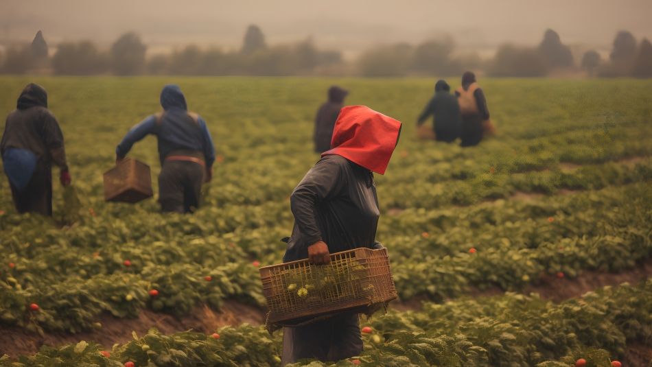 migrant workers harvesting a field